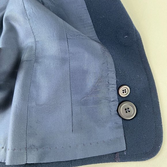 Vintage Pendleton Wool Blazer Navy Blue Coat 1 button Jacket Women Suit Size 14 - Picture 9 of 13